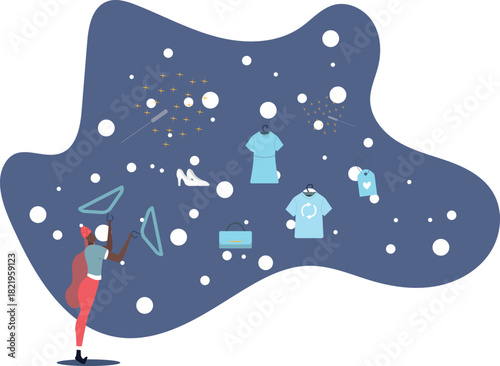 Eco sale concept.responsible shopping.flat vector illustration.life and employment of people.