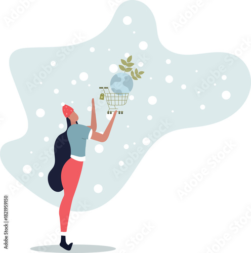 eco shopping.Conscious consumption, slow fashion and responsible shopping concept.life and employment of people.