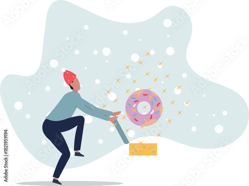 A delicious donut in a decorative box is a great gift for the holidays.