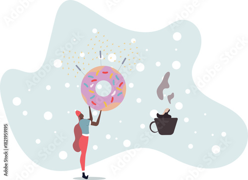 aromatic coffee and a delicious donut for the winter holidays.