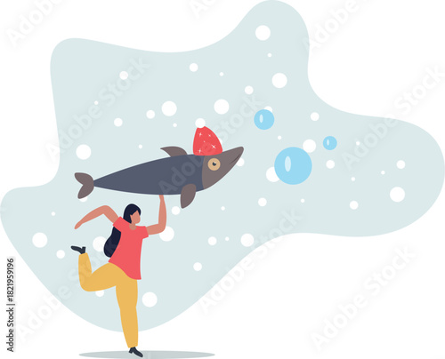 New Year's fish sale. Food and winter season concept.