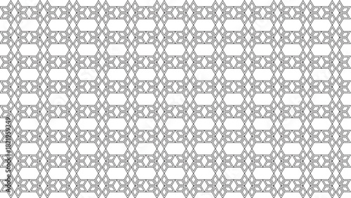 Black and white geometric hexagon pattern seamless background with diamond shapes decor