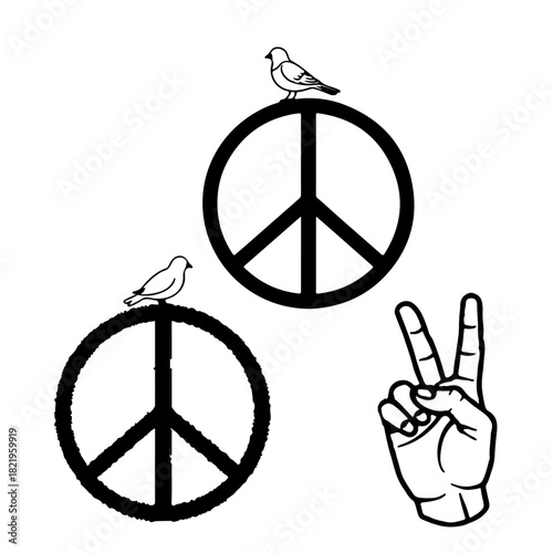 silhouette of Peace Sign  AND succes icon