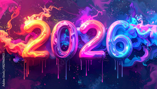 Multicolor 2026 Vibe Liquid Trippy Neon Text Effect Script Dripping Font 