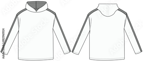 Long sleeve hooded t shirt flat sketch vector 