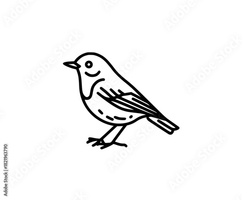 Whispers Melodic Silence: Black White Portrait Robin Flight | Clean, isolated vector art for creative projects.