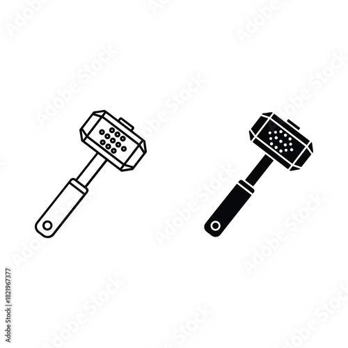 Two meat tenderizer mallets one outline one silhouette