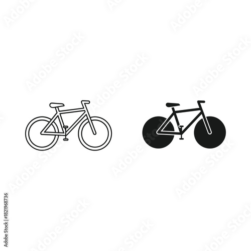 Two bicycles one outlined and one solid black silhouette