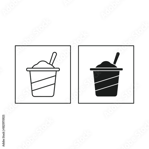Two simple icons representing a cup of ice cream or slushy