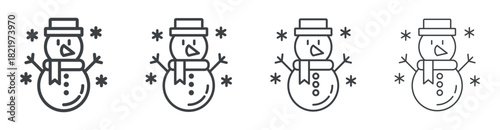 Snowman Face icon outline style vector. outline icon set.