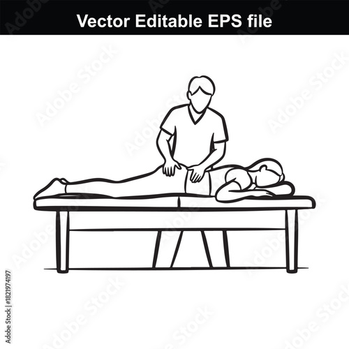 Illustration of a person receiving a back massage on a table, isolated on white background