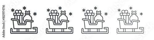 Santa Sleigh icon outline style vector. outline icon set.