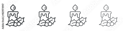 Christmas Candle icon outline style vector. outline icon set.