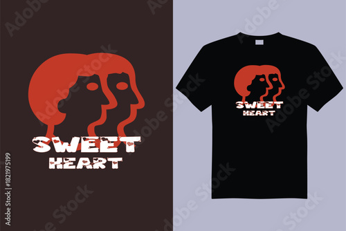 Abstract sweetheart t shirt design with dripping faces