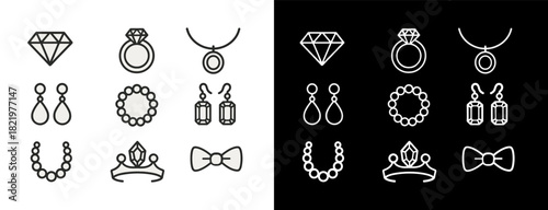 Jewelry, Accessories and Luxury Line Icons Set