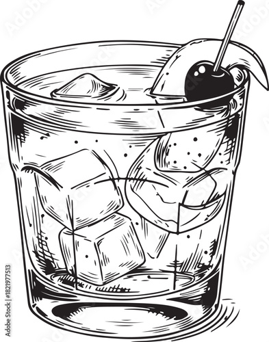 Cold glass of cola with ice on a white background