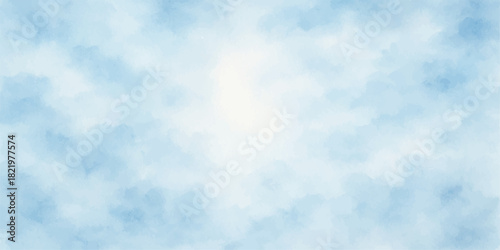 Beautiful blue sky with fluffy white clouds on a bright, clear summer day