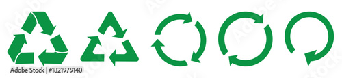 Set of green recycle icons