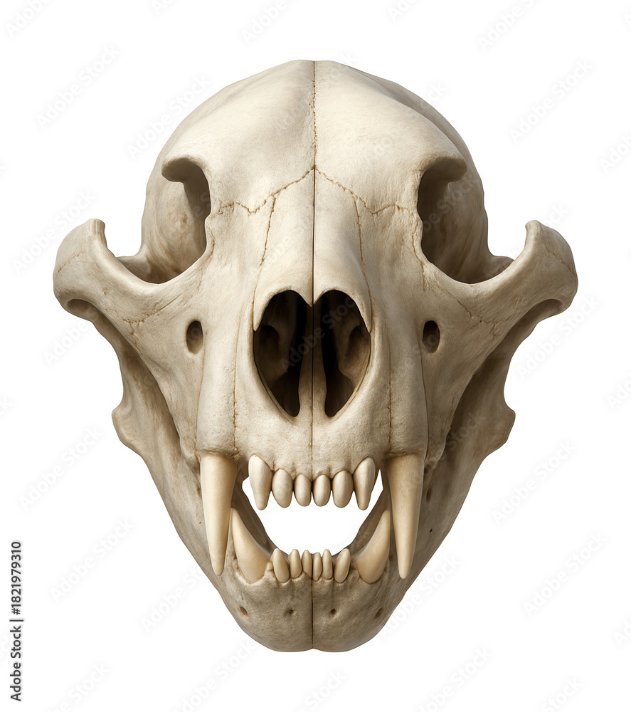 Obraz premium Mature polar bear skull featuring prominent canines and elongated nasal bones.