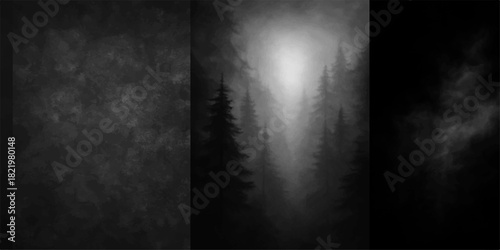 Dark vintage skull X-ray image with light fog texture and a grunge black backdrop