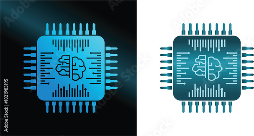 AI chip or processor vector icon