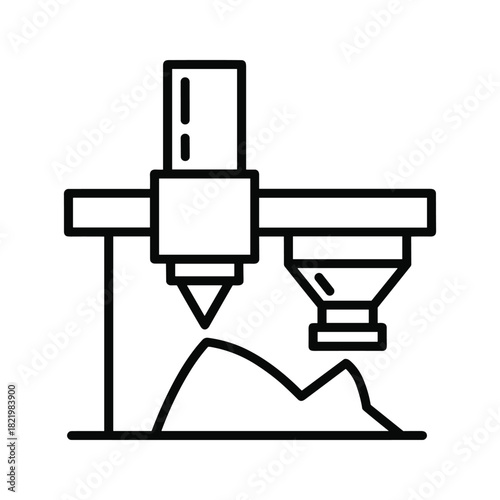 Digital manufacturing 3d printing cnc machine process icon line art
