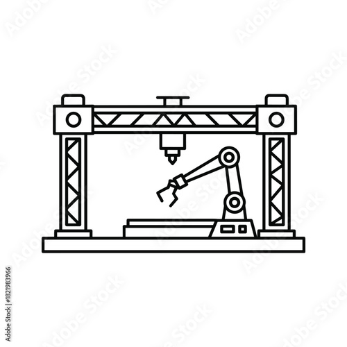 Industrial robotic arm gantry system automation manufacturing icon