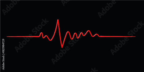 Heartbeat pulse wave on ECG monitor with green line illustration for medical health and life