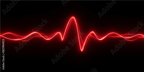 Red heart beat wave on medical monitor showing EKG line chart for health and cardiology illustration