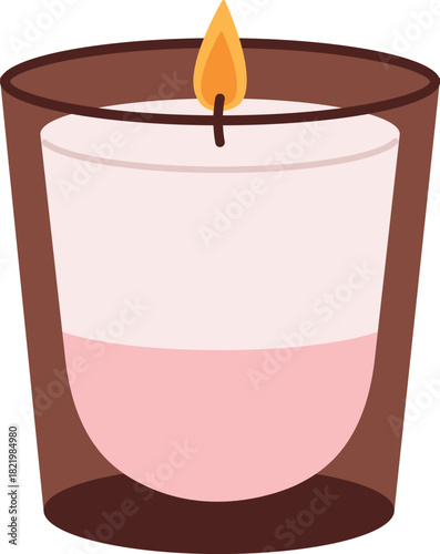 A candle is lit in a glass