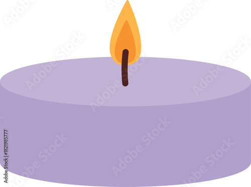 A purple candle with a single flame on top