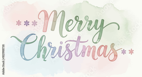 Watercolor Merry Christmas greeting with soft pastel colors for festive holiday cards and winter promotions, spreading joy and cheer this season
