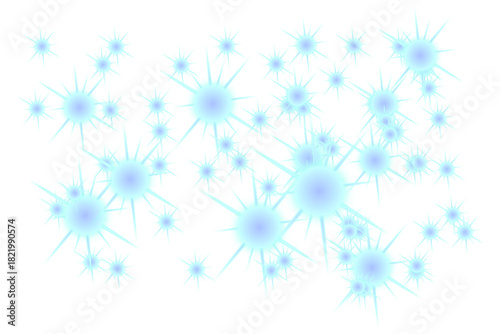 Abstract microscopic view of glowing green viruses or bacteria clusters on a dark background with connected nodes