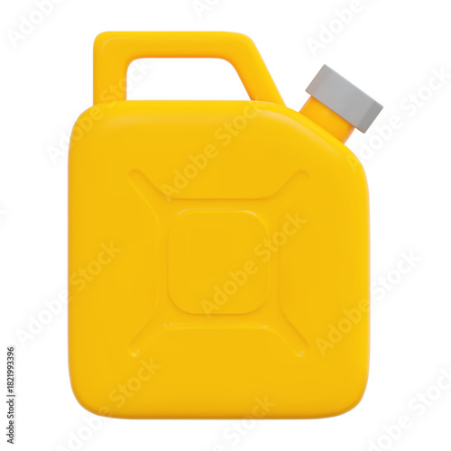 3d yellow canister for oil, fuel. Stock vector illustration on isolated background.
