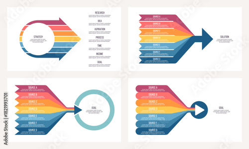 Business infographic template. Arrow Process chart with seven options, steps. Vector chart.