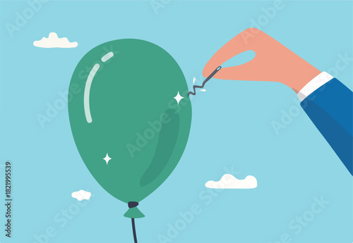 Strong economic structure, robust and tough stock or company, bitcoin or crypto currency to hedge against money, resilience and hard to explode, tough and strong balloon make needle bent