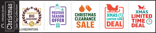 Get Ready for Christmas Sales with These Editable Stroke Festive Season Offer Tags for Big Discounts and Limited Time Deals!
