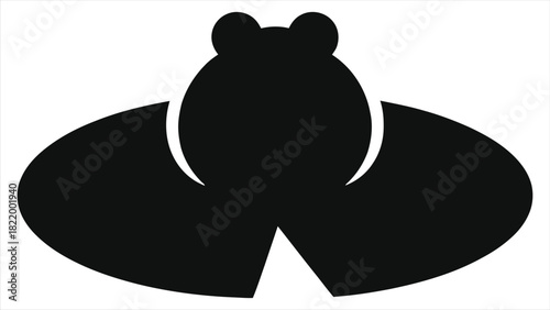Cute Frog on Lily Pad in Tranquil Pond - Spring Season Vector Illustration, Silhouette Icon for Nature Wildlife Graphics, Amphibian Art, Pond Life Design, Eco-Friendly Stock Image, Black and White 