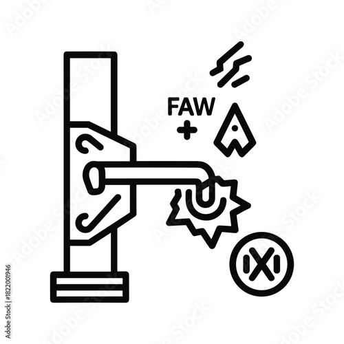 Industrial process icon showing flow, faw acronym and rejection