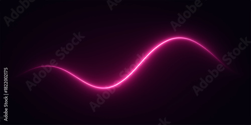 Vibrant pink neon wave on a dark background for modern design elements