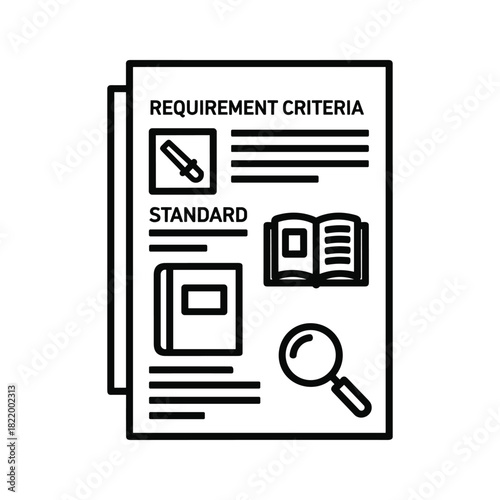 Requirement criteria and standard document outline icon for business