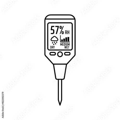 Soil moisture meter icon with humidity level display, plant care