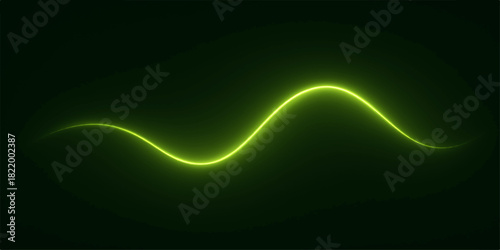 Glowing green sine wave on dark background for abstract design element