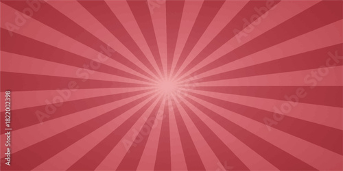 Red and pink sunburst background with radial lines emanating from center