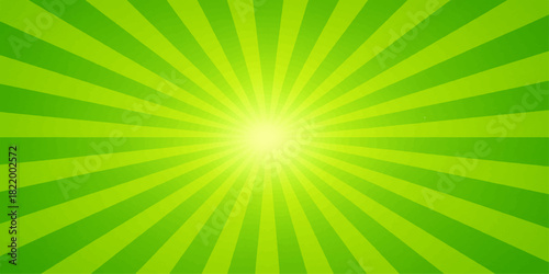 Green burst background with radial stripes for summer and spring designs