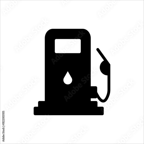 Fuel Pump Icon – Solid Black Gas Station Vector Illustration.