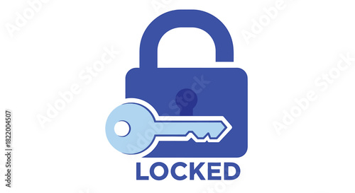 A blue padlock with a key and the word locked displayed below it