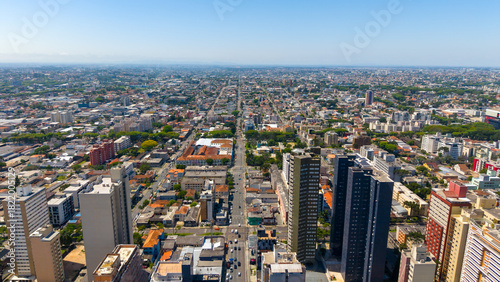Vista Aérea da Cidade de Curitiba, Centro, Paraná, Brasil