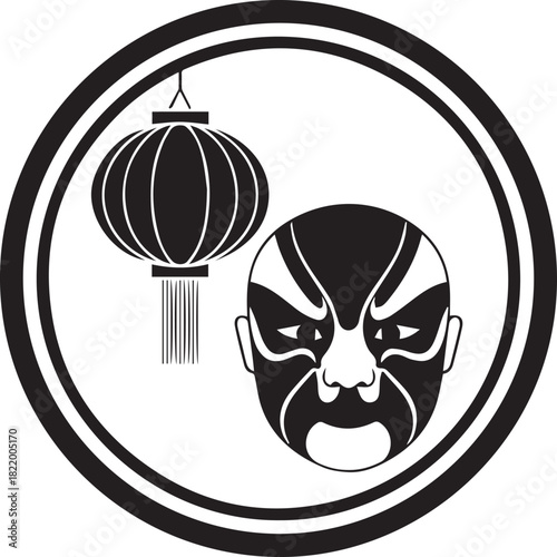 Traditional chinese opera mask and lantern symbol