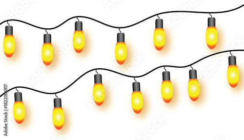 Glowing yellow string lights for decoration and festive mood.